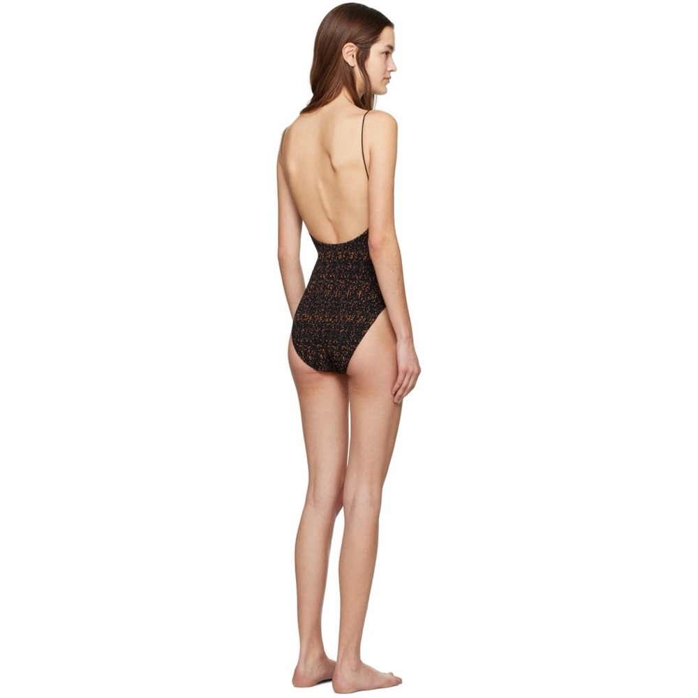 Toteme One Piece Smocked Swimsuit in Tortoise - Picture 4 of 9